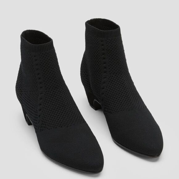 Elieen Fisher Purl Recycled Stretch Knit Bootie Black Sz 9 - Picture 2 of 9